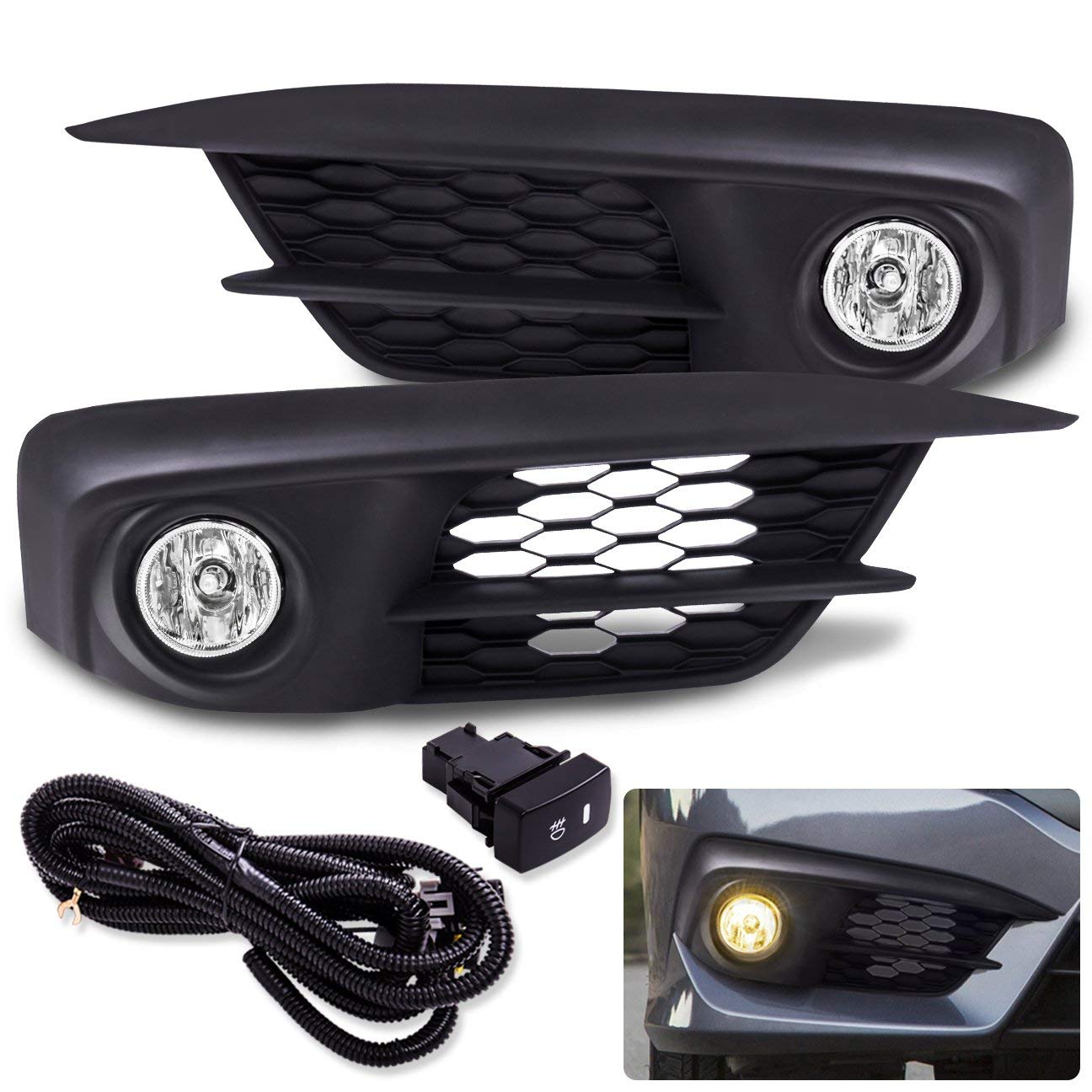 Lámparas claras de las luces antiniebla del parachoques delantero de la lente para Honda Civic 16-17